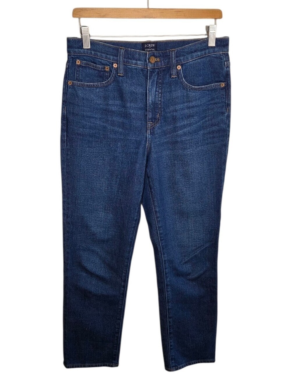 J. Crew Factory Essential Straight Leg Cropped Ankle Jeans Size 27 Dark Wash